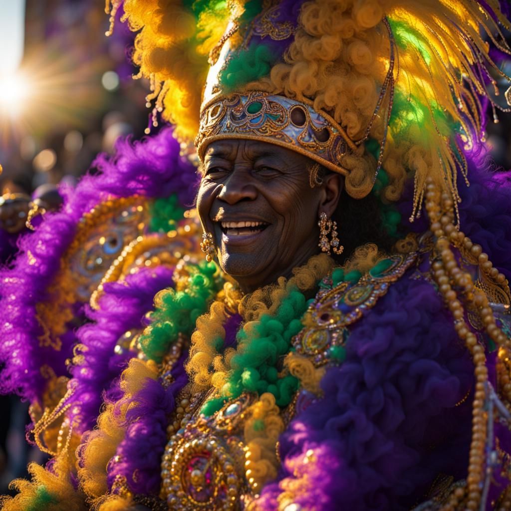 Mardi Gras Indian Parade in Dynamic Lighting