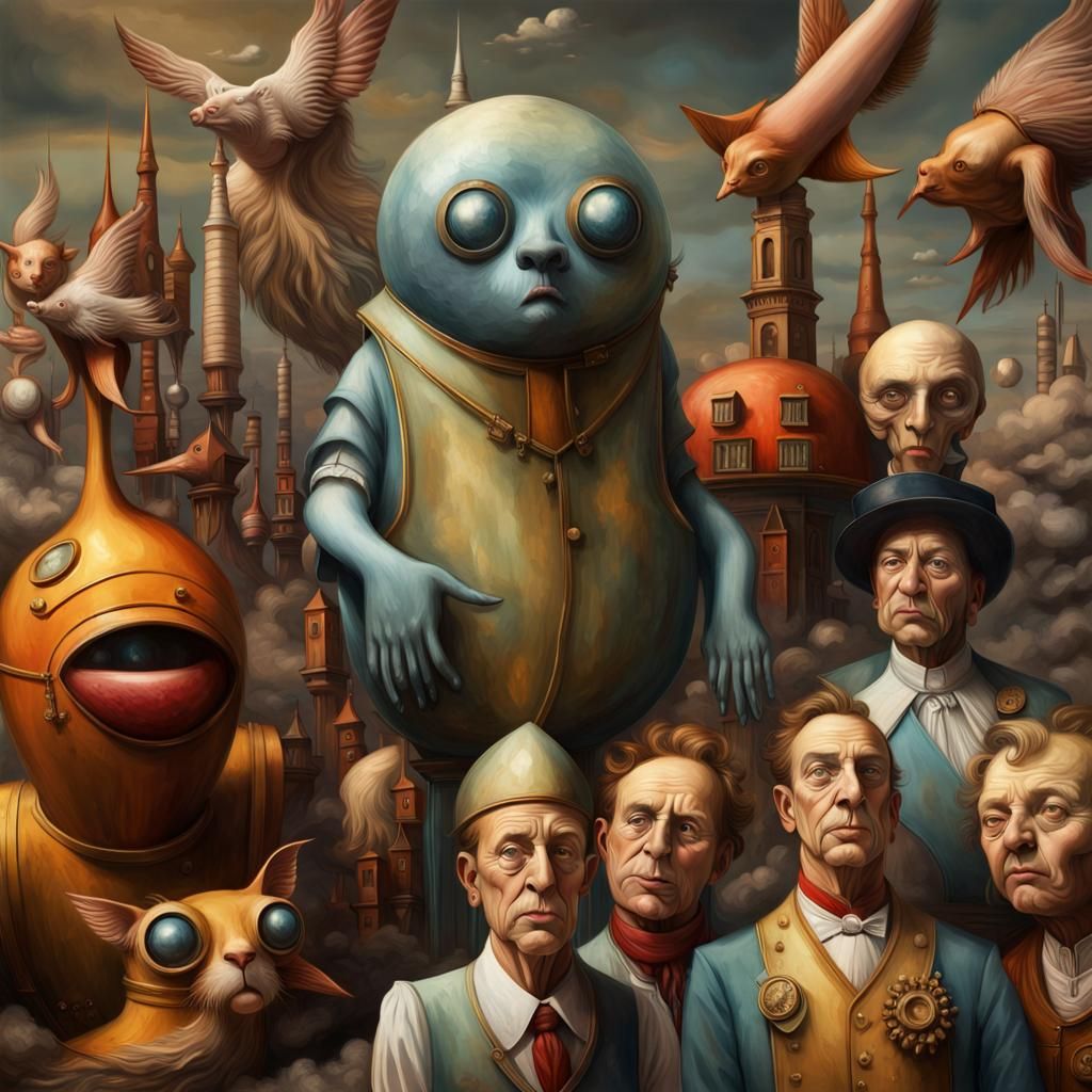 Magical Surreal Houses with Rising Sun in 8k