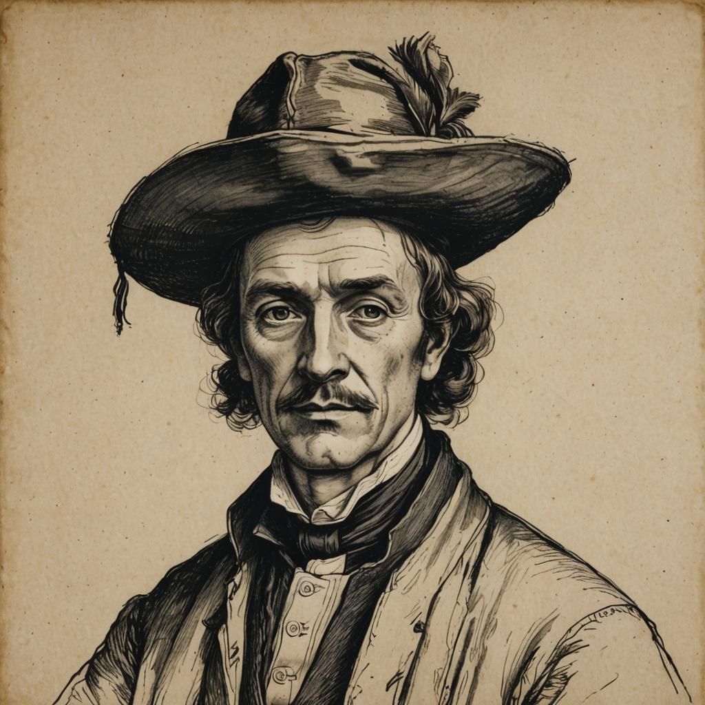 Simon Crosby, Immigrant: 1635 Pen and Ink Portrait