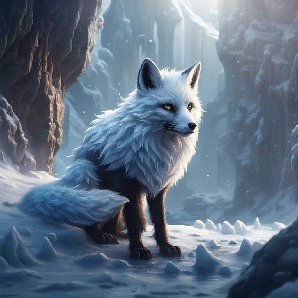 Fantastical Ice Fox in Detailed Matte Painting