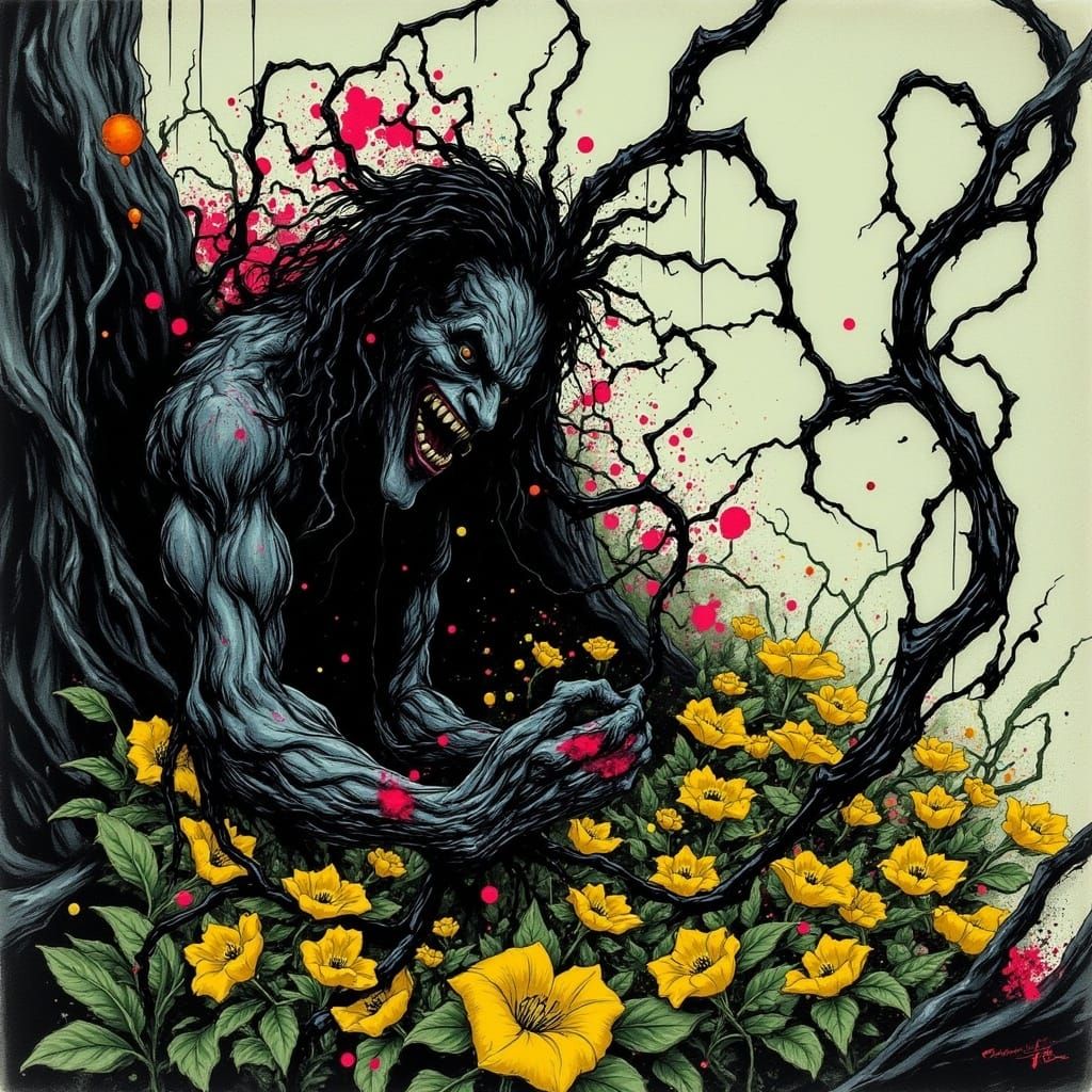 Epic Joker Portrait in Whimsical, Atmospheric Style