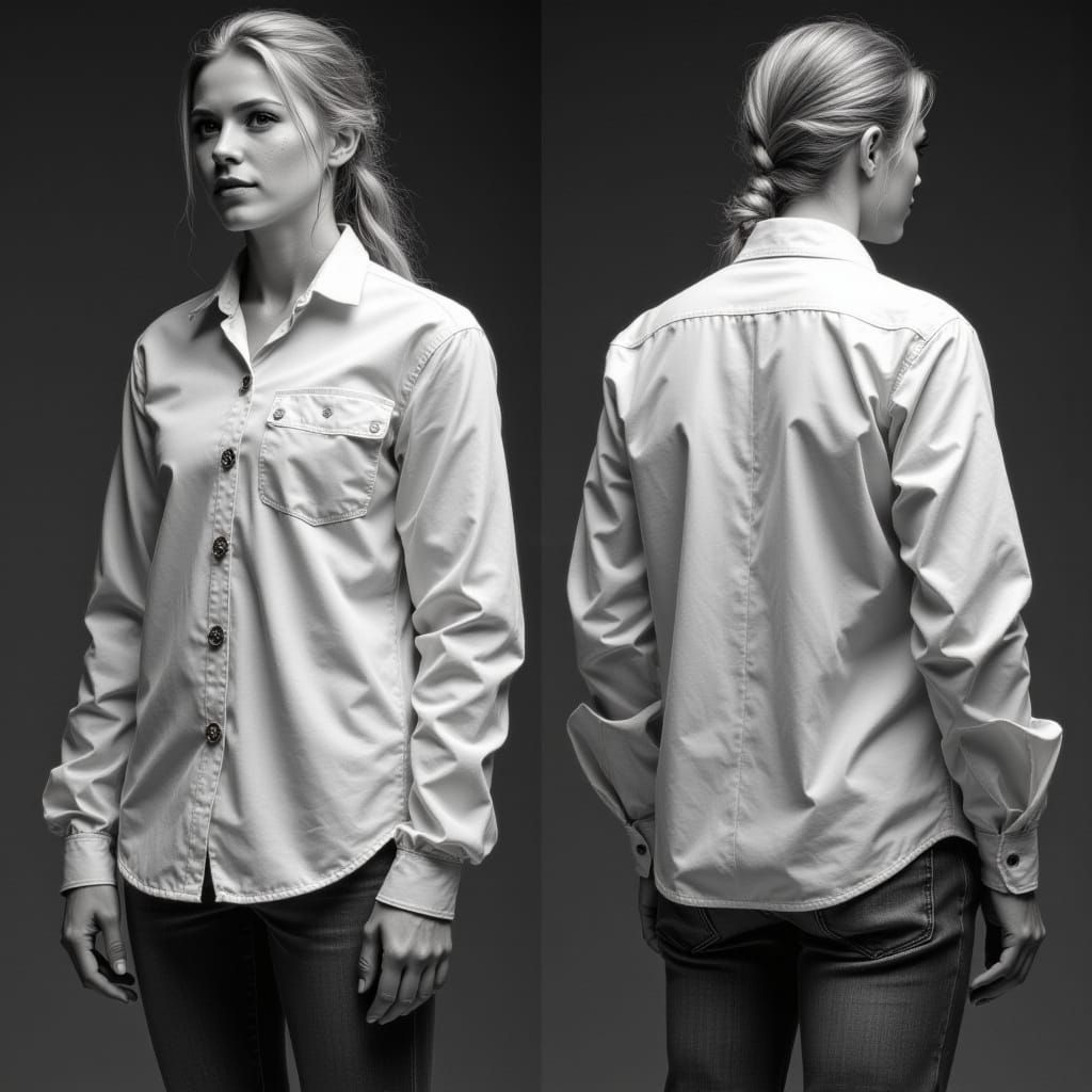 White Straight Jacket, Front and Back View, Detailed Graphit...