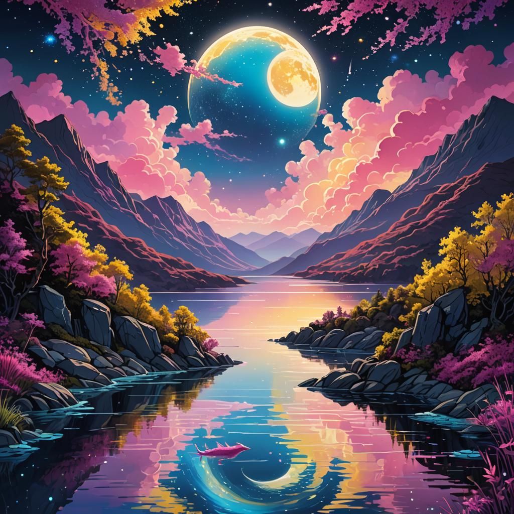 Mystical Loch Ness Monster in Anime Art Style