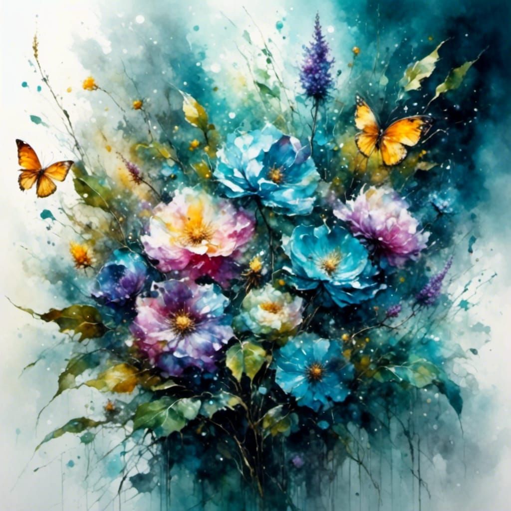 Gorgeous Flower in Bloom: Digital Art Mashup