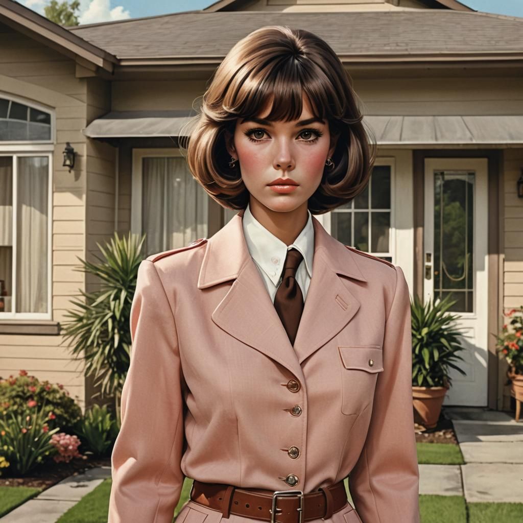 Entitled Woman in 1970s Safari Suit, Hyperrealistic Render