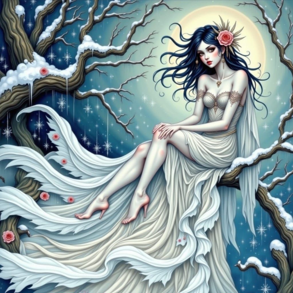 Enchanted Winter Fairy in Mythical Realism Style