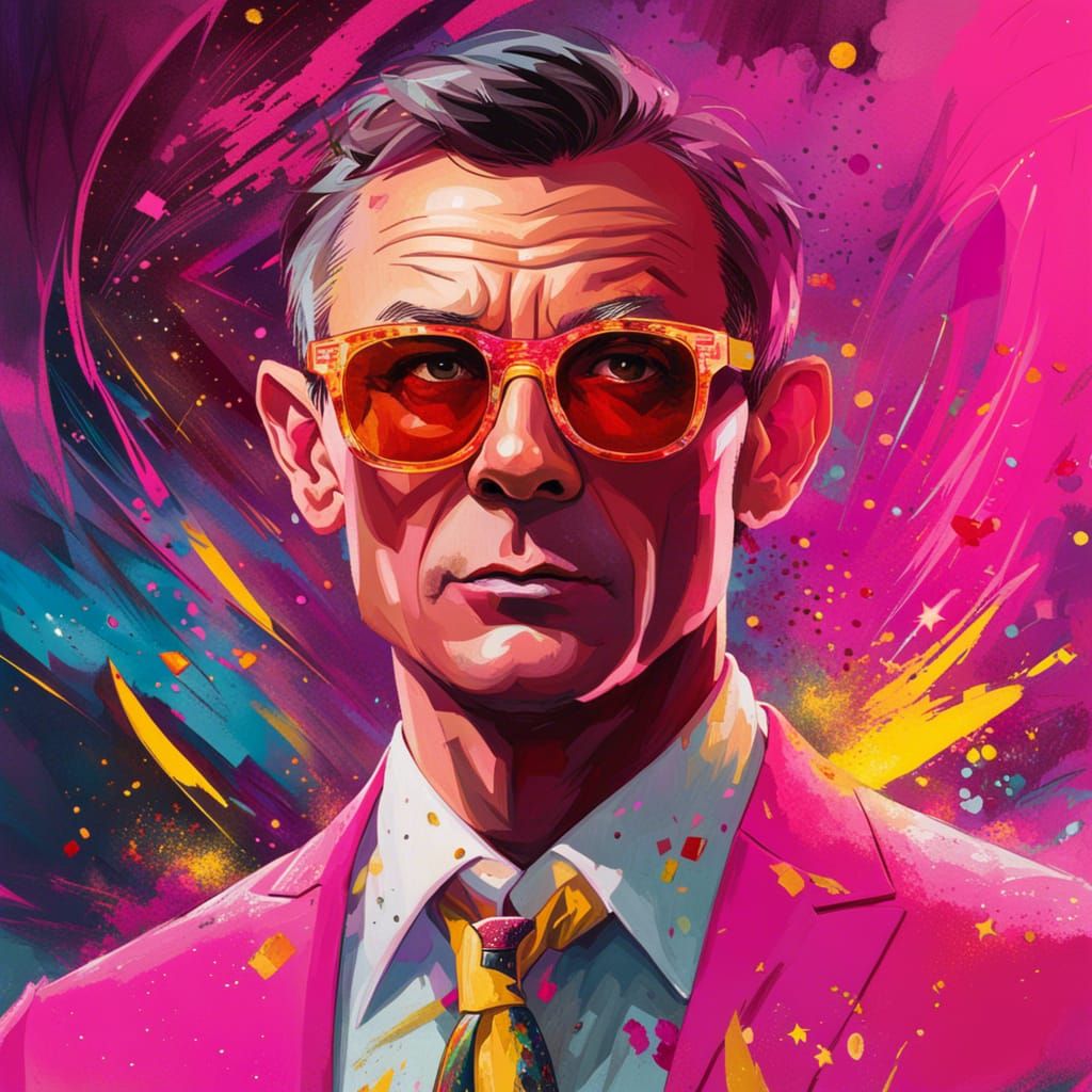 James Bond Portrait with Hilarious Glasses