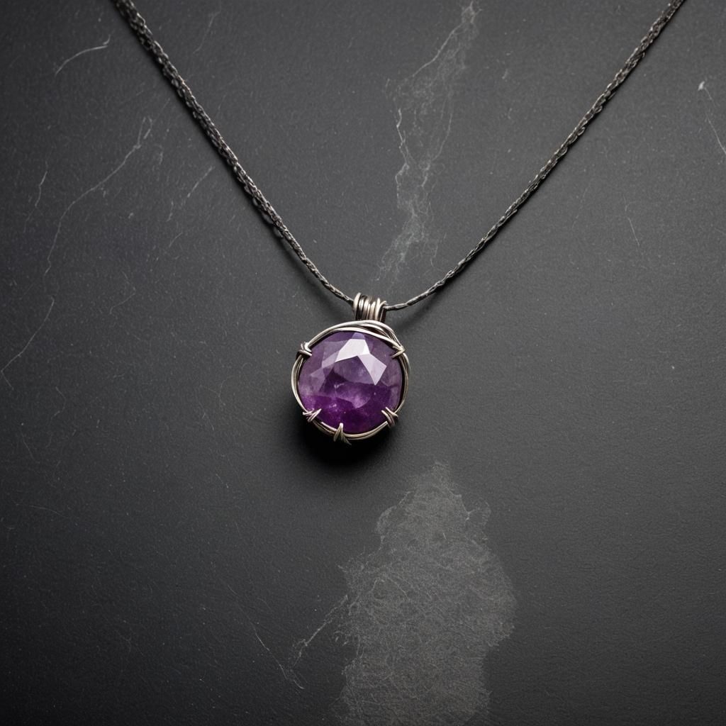 Simple Purple Gemstone Necklace on Black