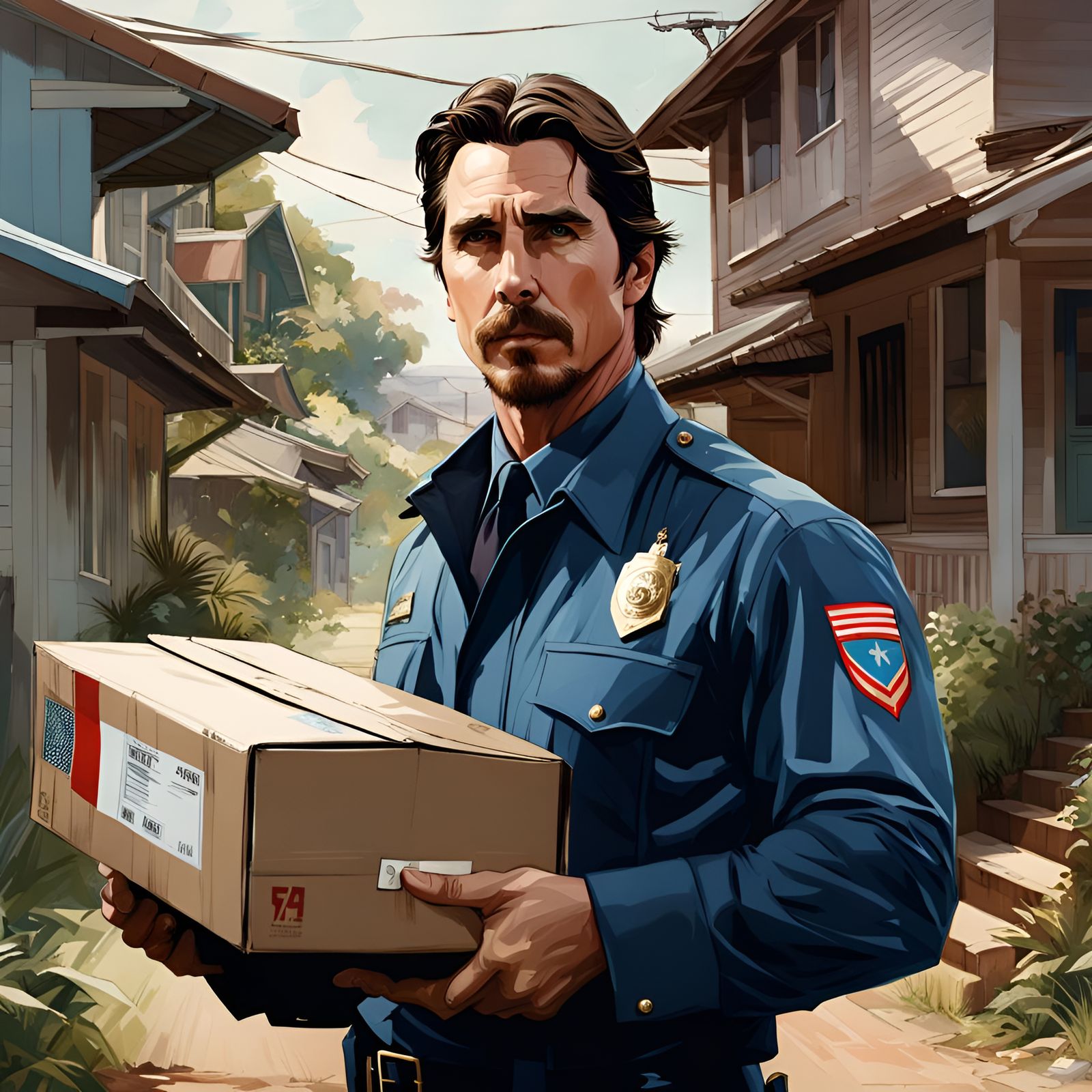 Christian Bale as Mailman: Fantasy Portrait