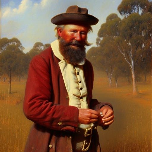 Swagman Santa Claus in Australian Outback Painting