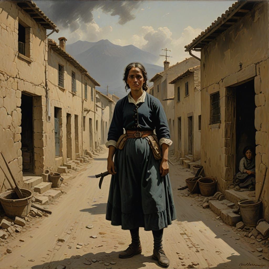 Andalusian Woman in Goya-esque Oil Painting