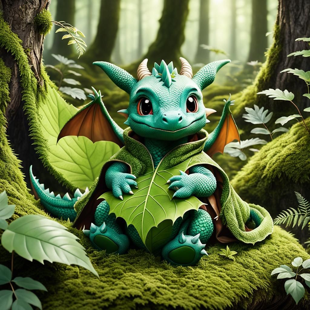 Baby Dragon Nap in Magical Forest