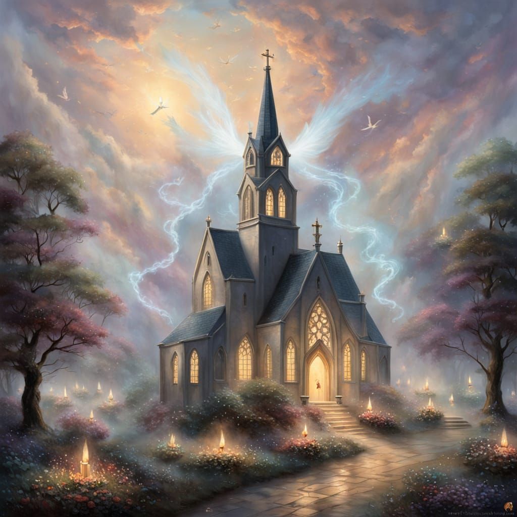 Ethereal Fairies in Candle Smoke, Fantasy Church