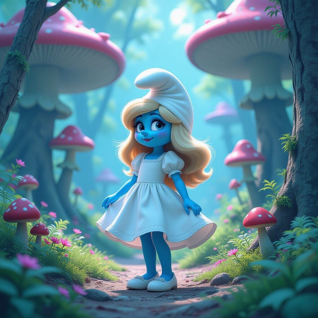Smurfette in Whimsical Forest Concept Art