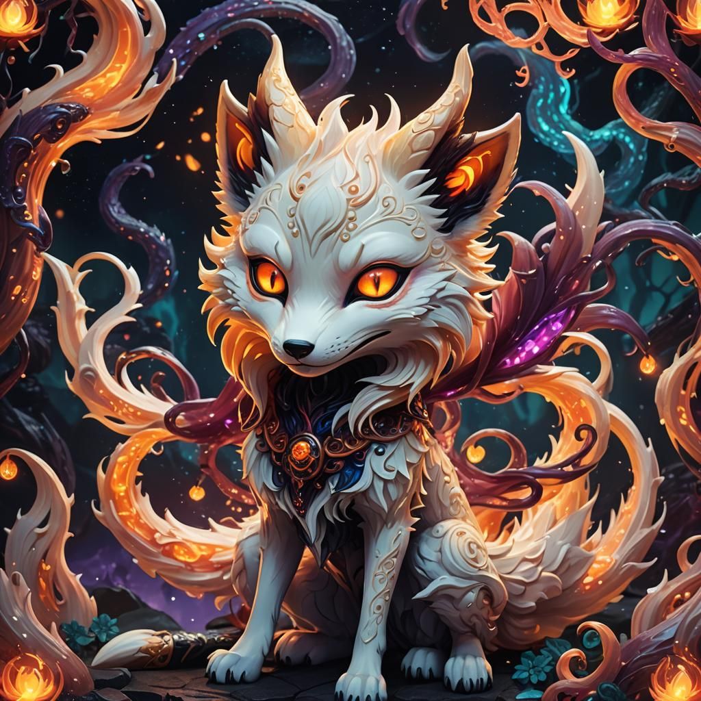 Demonic Lovecraftian Kitsune in Anime Style