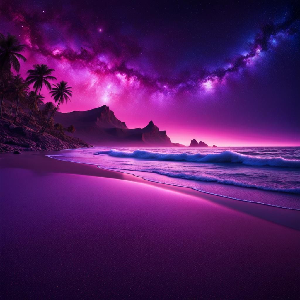 Epic Beach Landscape Matte Painting at Night