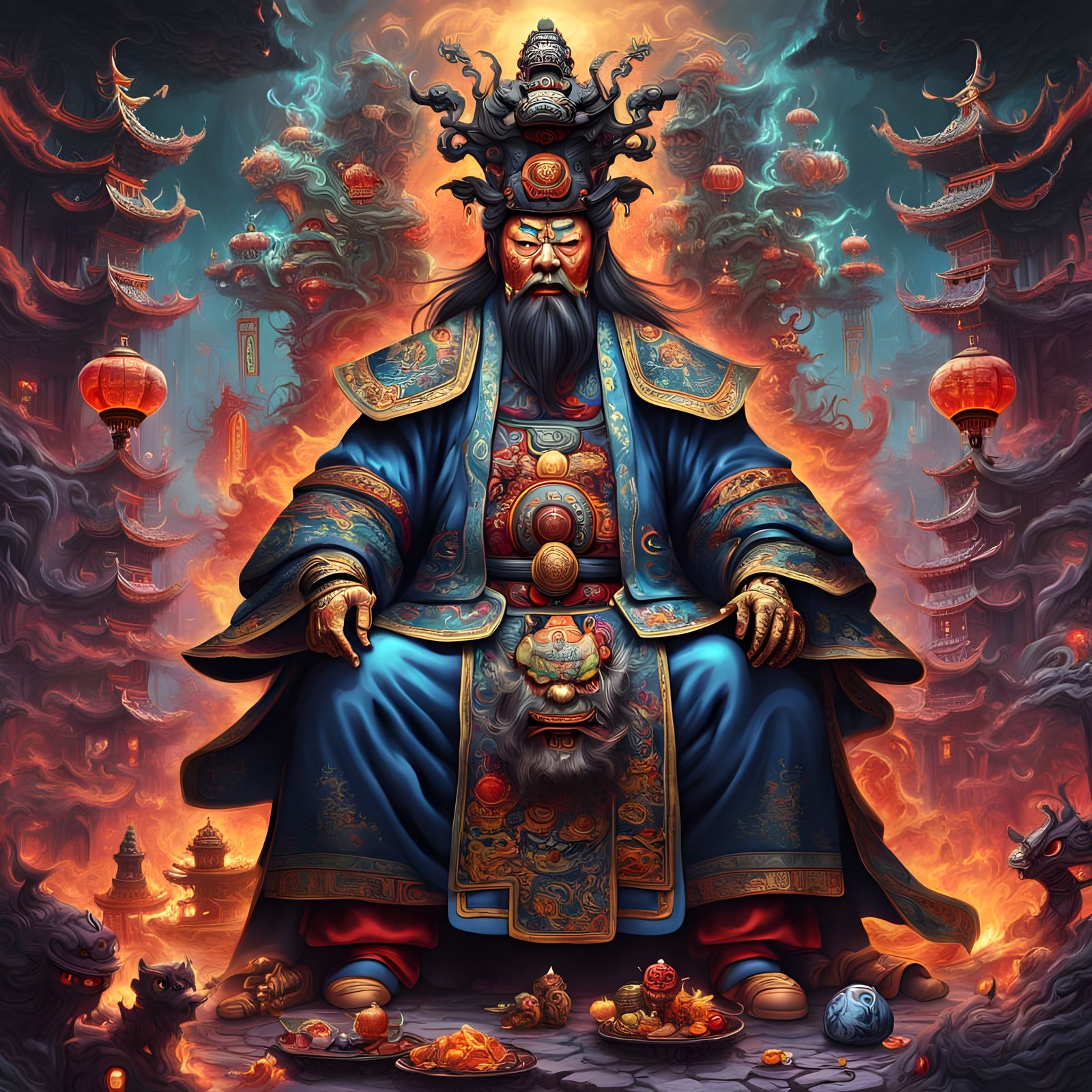 Yen-Wang: Mythical Chinese God of the Dead in Digital Art