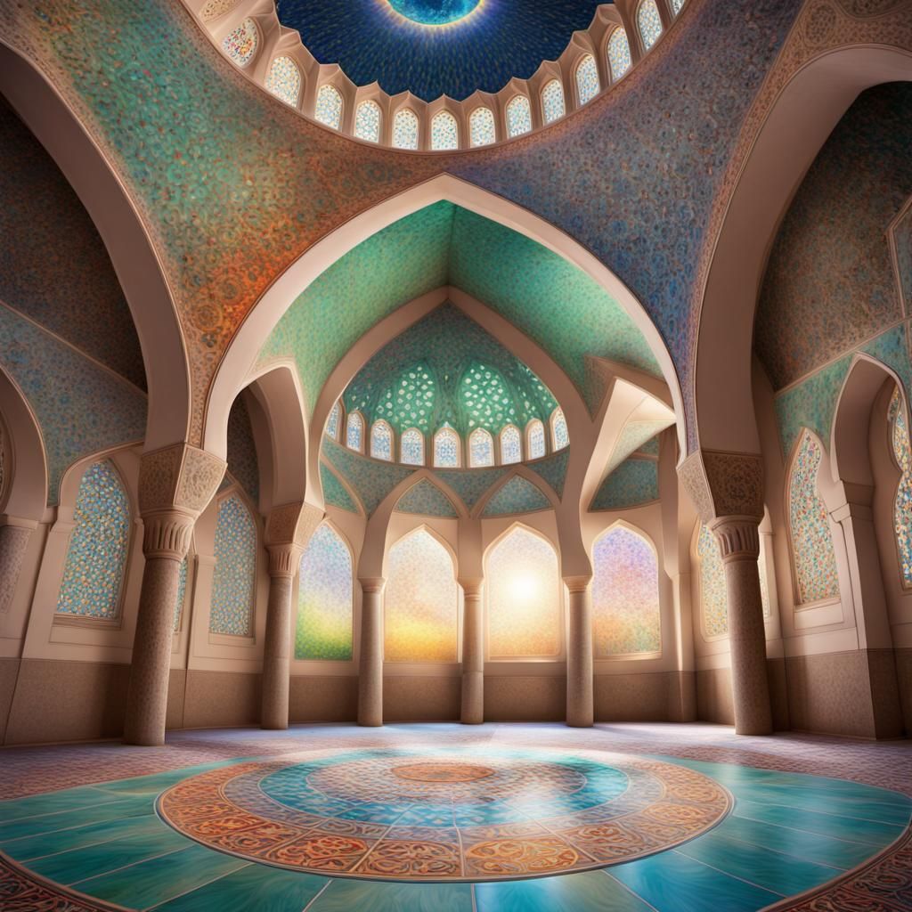 Ethereal Light in Empty Mosque: A Surrealist Vision