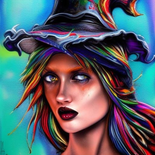 Ornate Witch Hat in Graffiti Art Style