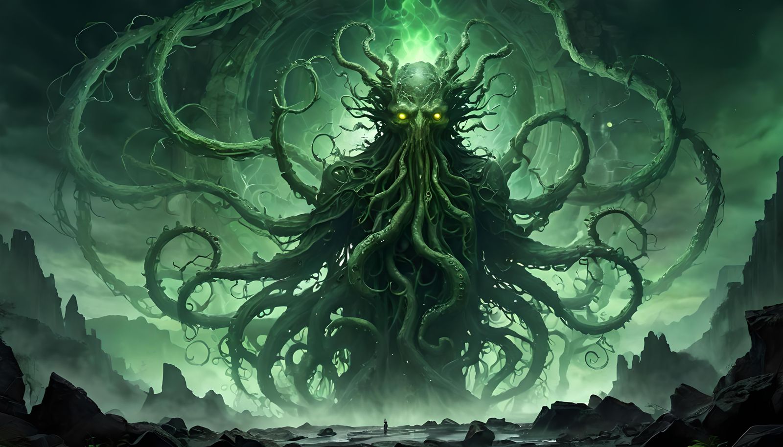 Yog-Sothoth: A Horror Vision in Engraving Style