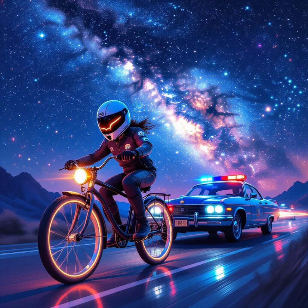 ET's Milky Way Bicycle Escape: Syd Mead Style