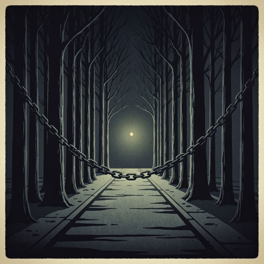 Noir Forest Street in Deep Saturated Tones