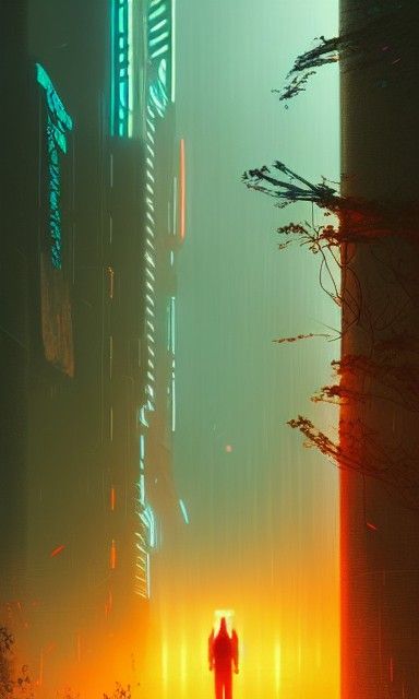 Cyberpunk Solitude: Neon Forest in 2099