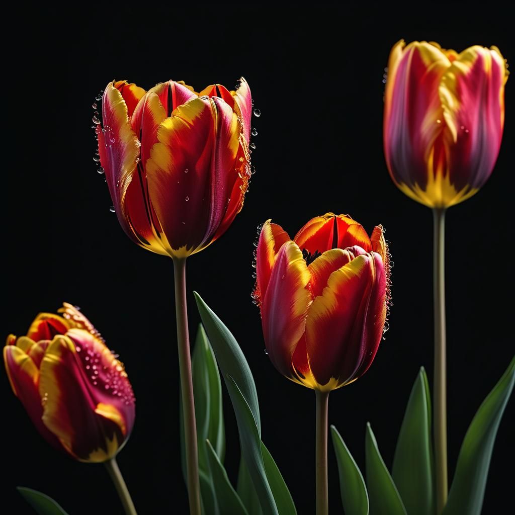 Rare Semper Augustus Tulips in Sharp Focus