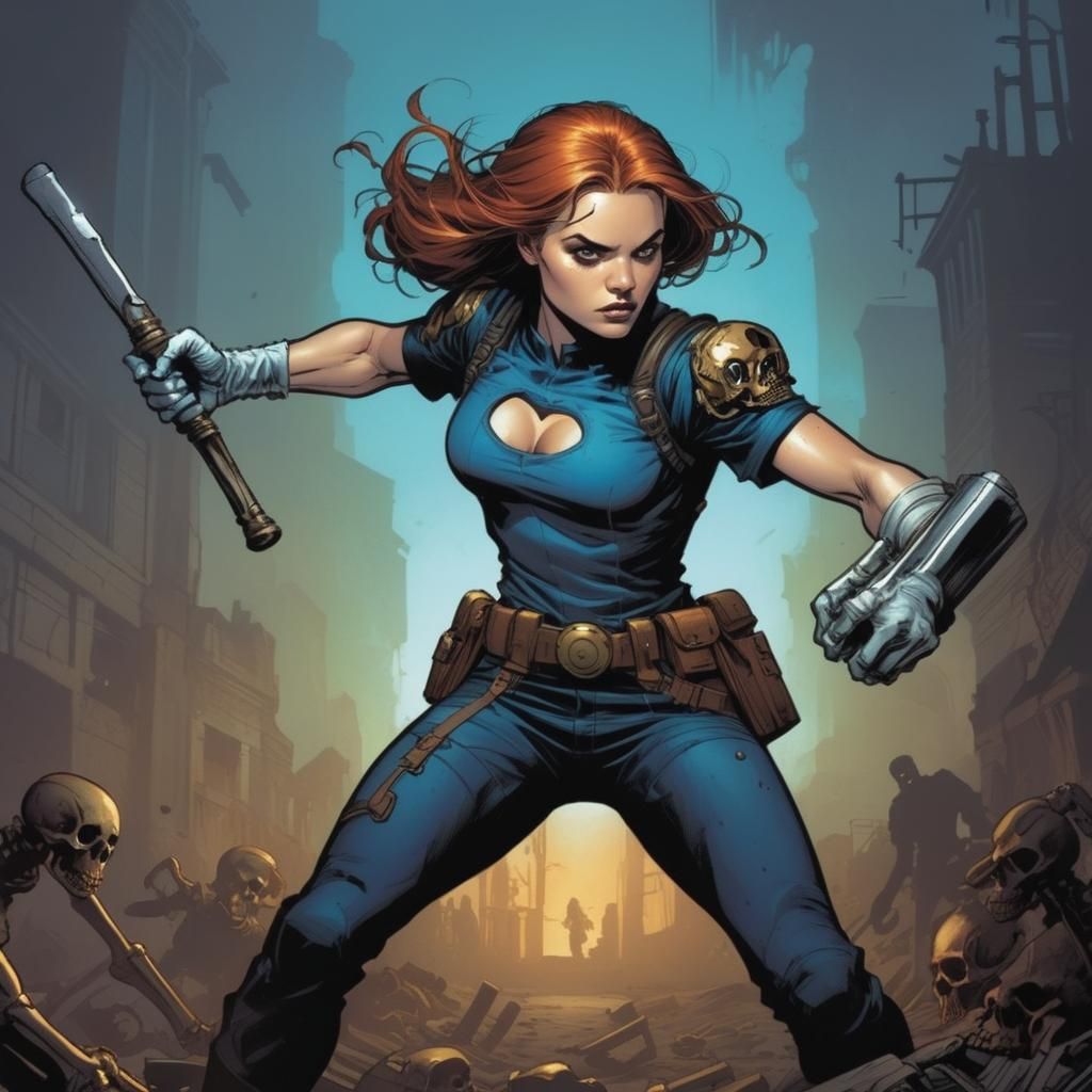 Comic Book Art of Woman Holding Bone