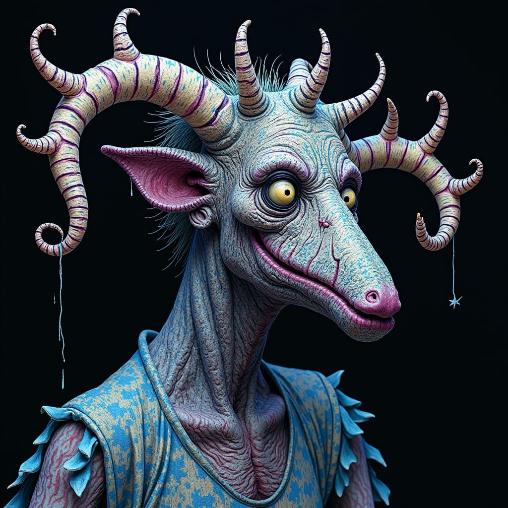 Krampus in Pointillist Tim Burton Style