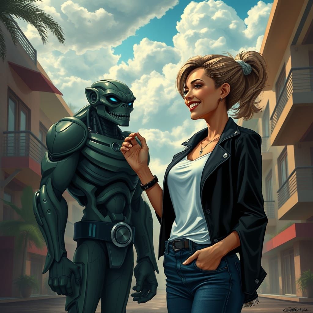 Sultry Brazilian Woman in Futuristic Setting