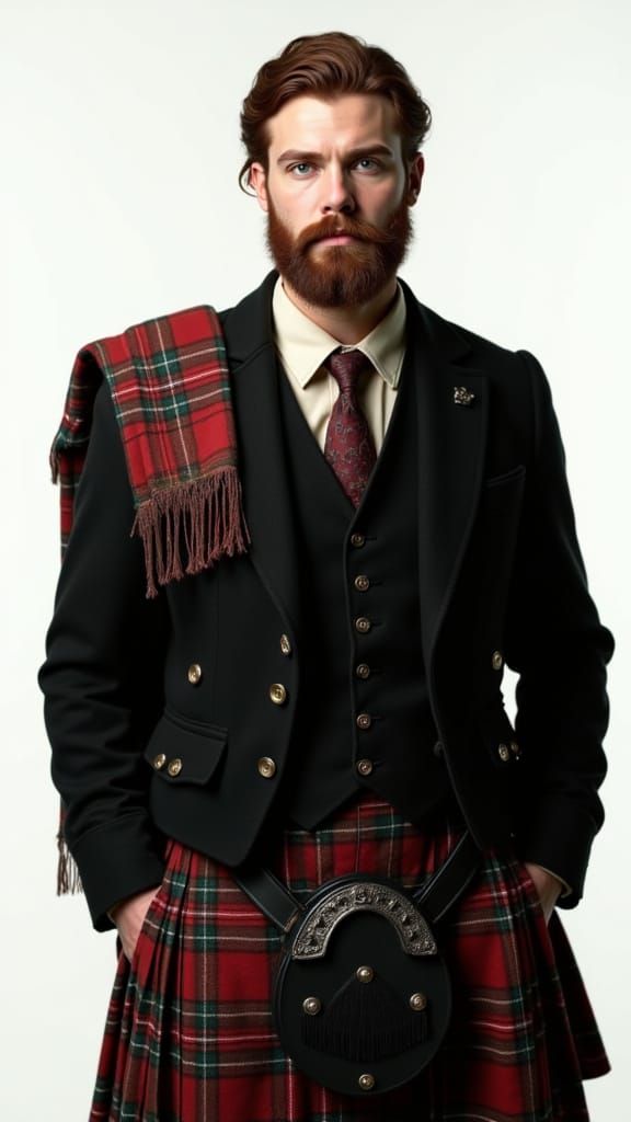 Studio Portrait of Scottish Man in Traditional Attire
