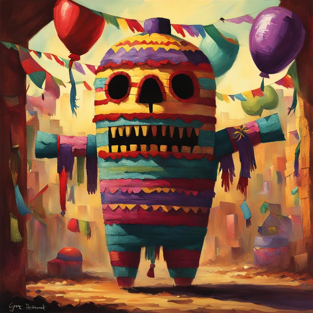Sinister Mexican Piñata, Dark Fantasy Art