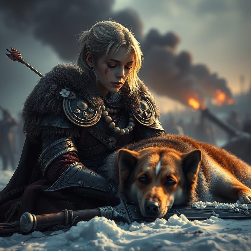 Nordic Warrior's Somber Reflection