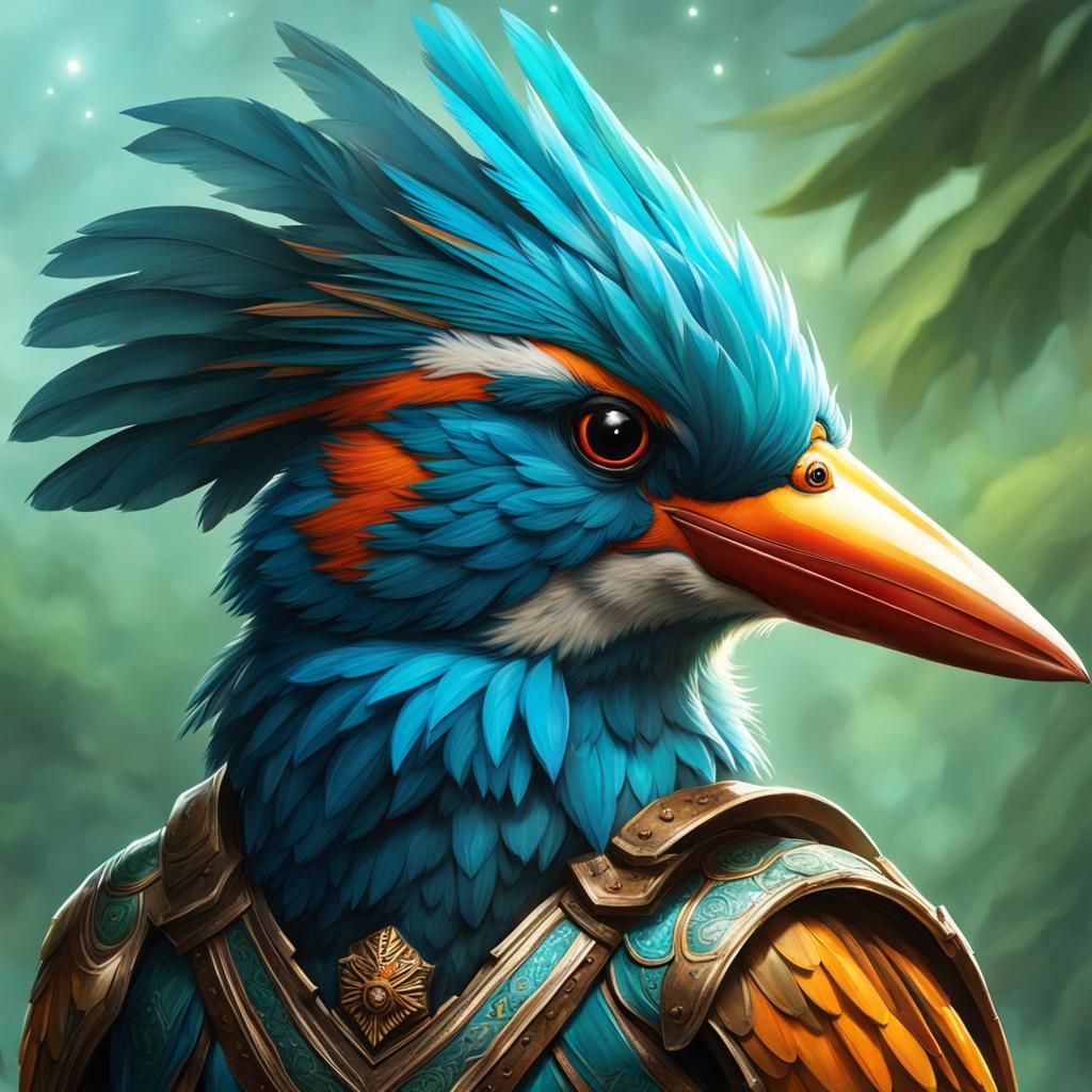 Kingfisher Humanoid Bird Warrior Concept Art
