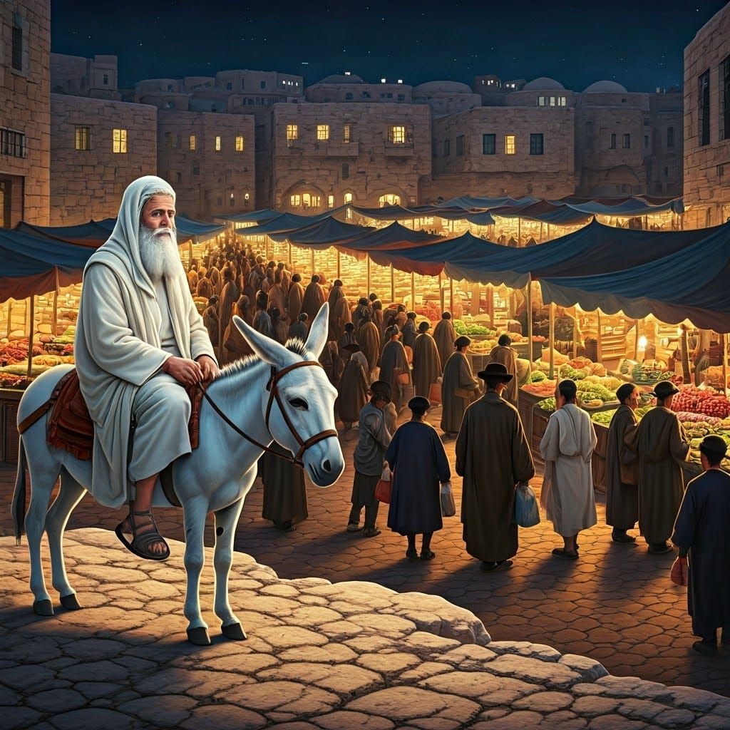 Biblical Figure Contemplates Passover Eve Scene