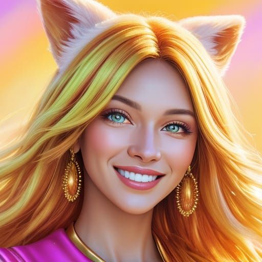 Smiling Face Portrait in Vibrant Digital Art