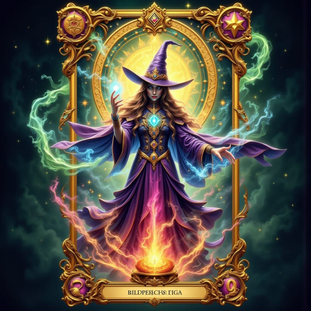 Magician Emerges from Tarot Card in Digital Art Style