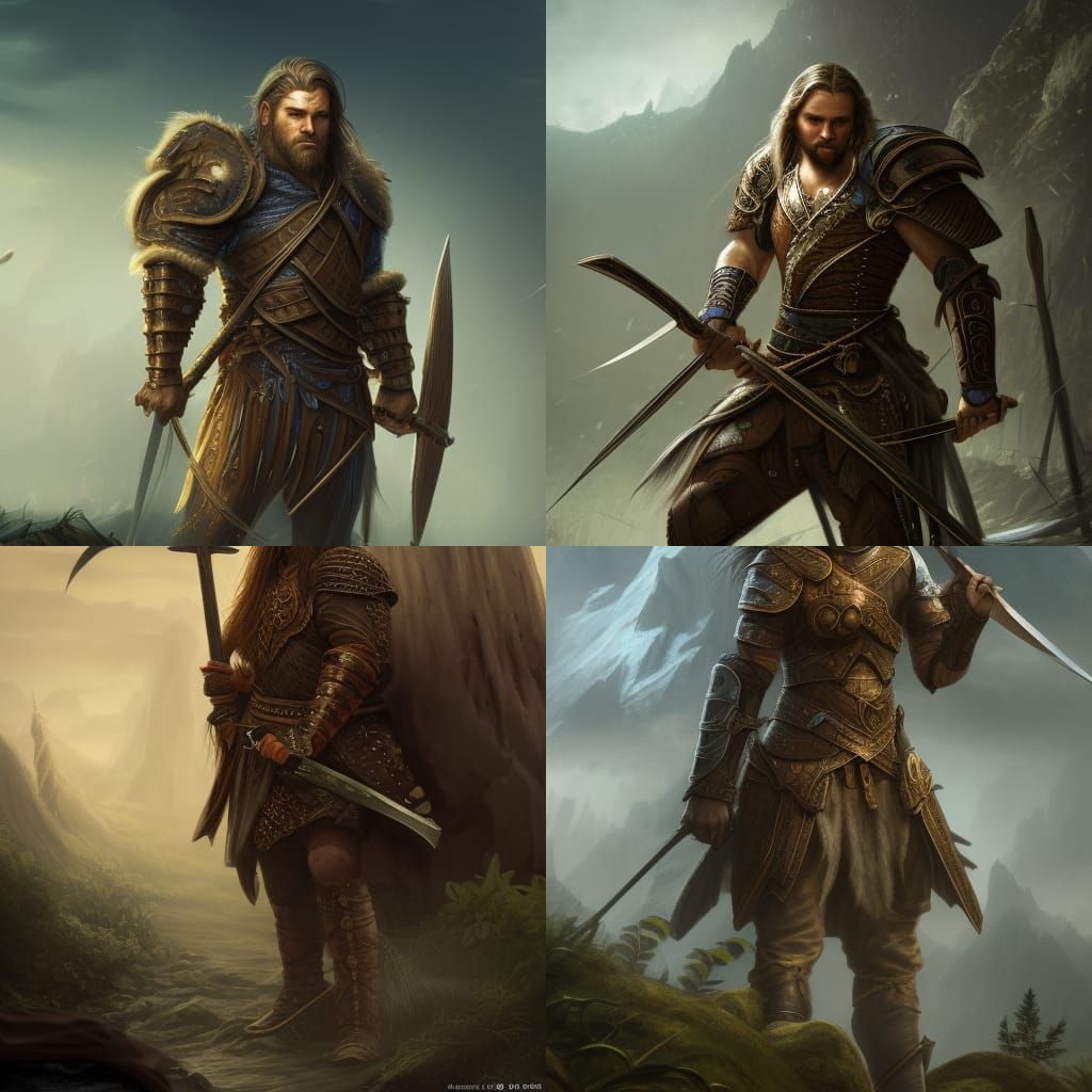 Middle Earth Warrior Portrait in Detailed Matte Painting