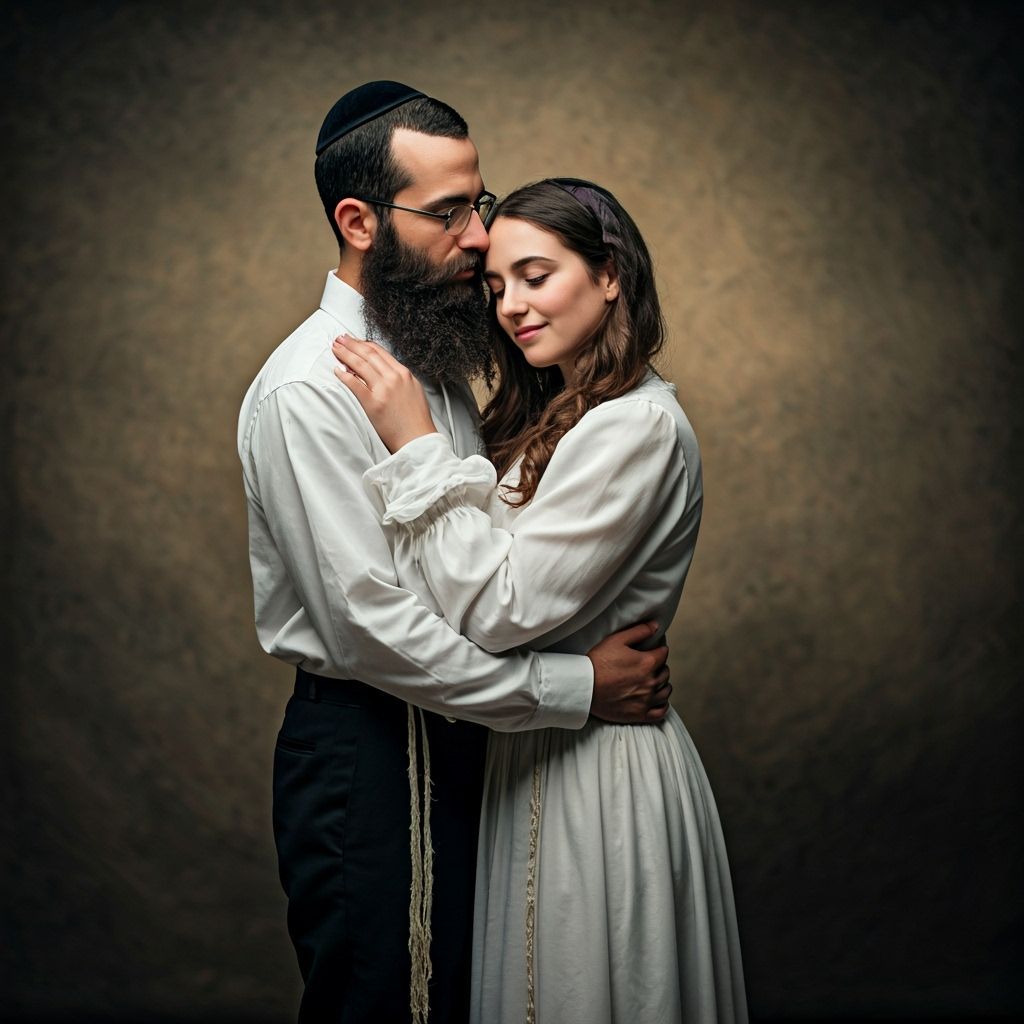 Romantic Embrace of Haredi Couple, Realistic Style
