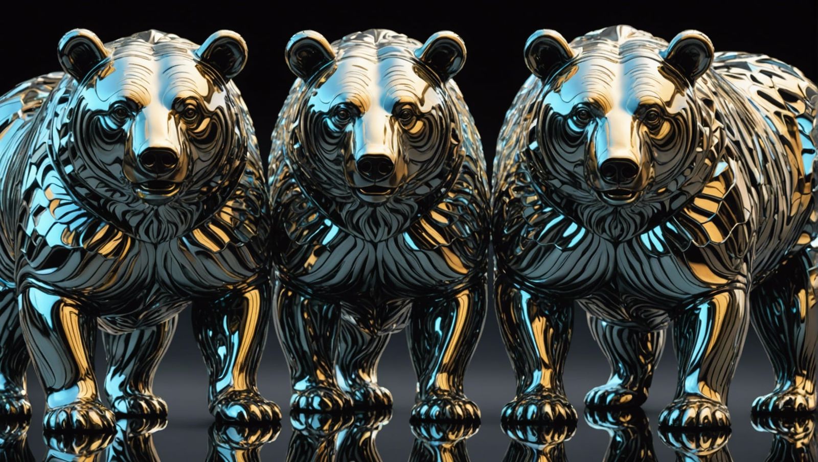 Chrome Bear Portrait in Psychedelic Optical Illusion