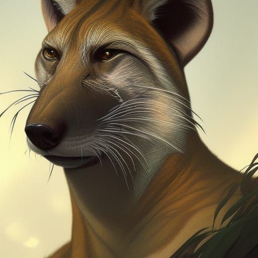 Hyperdetailed Tasmanian Tiger Portrait in Artstation Style