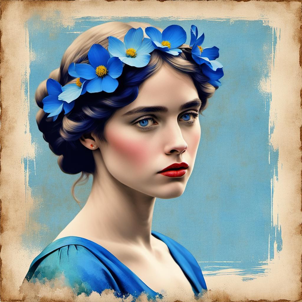 Waterhouse Beauty in Retro Whimsical Digital Art
