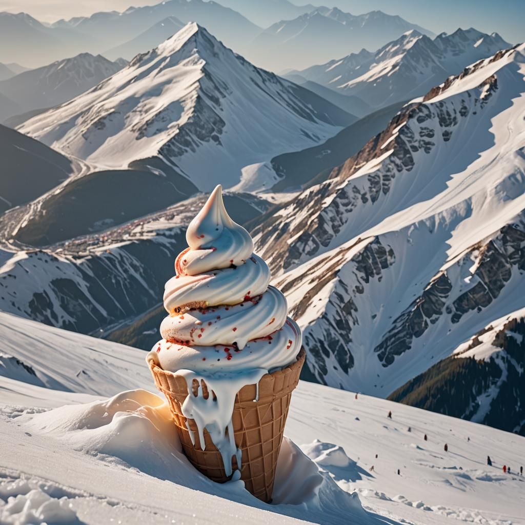 Giant Ice Cream Cone Mountain Ski Slope