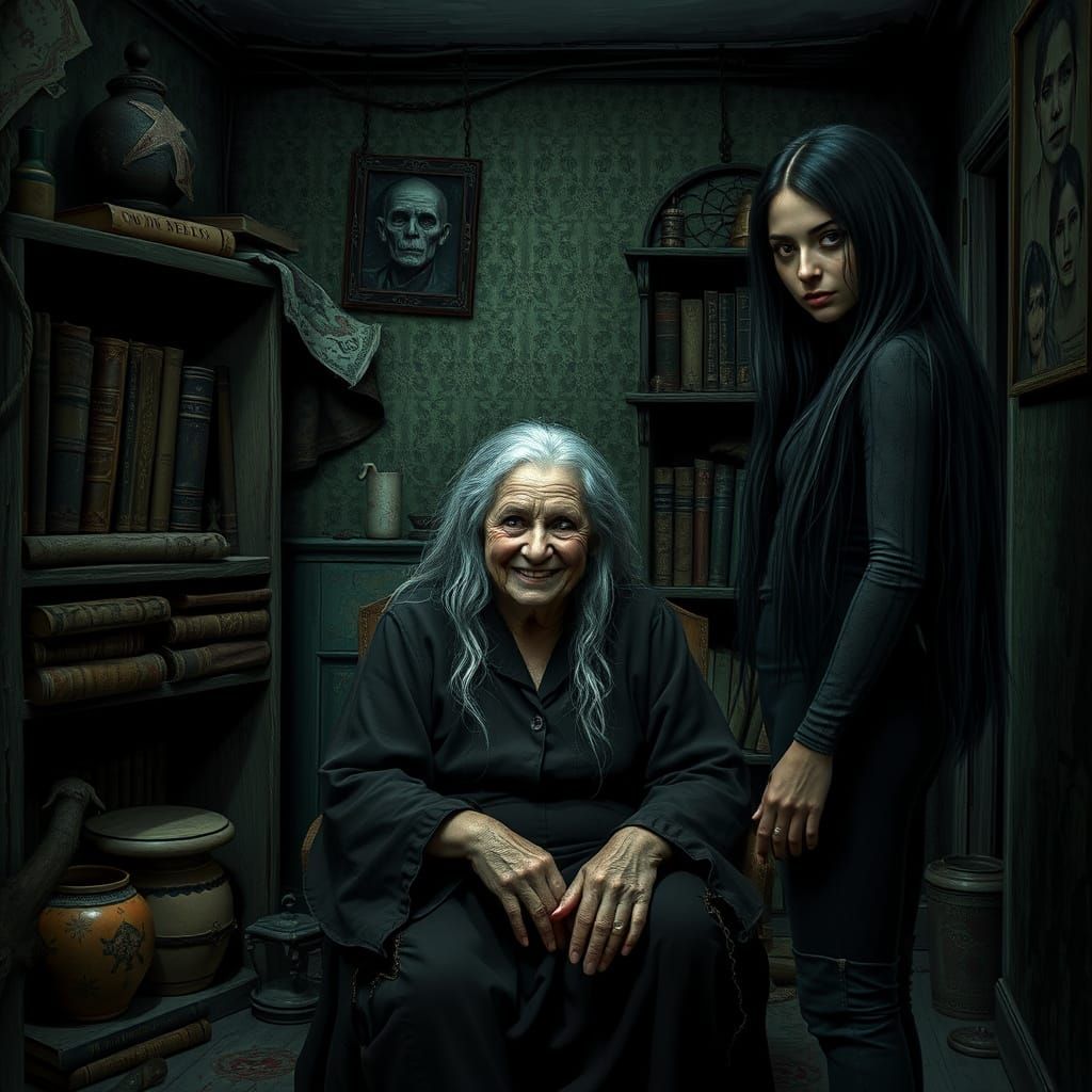 Mysterious Occultist Confronts Young Woman in Dark Basement ...