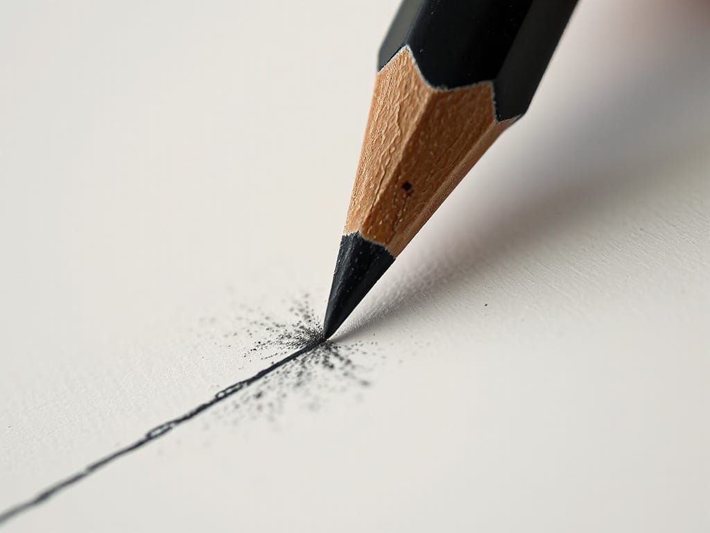 Macro Pencil Tip Drawing Line on Paper