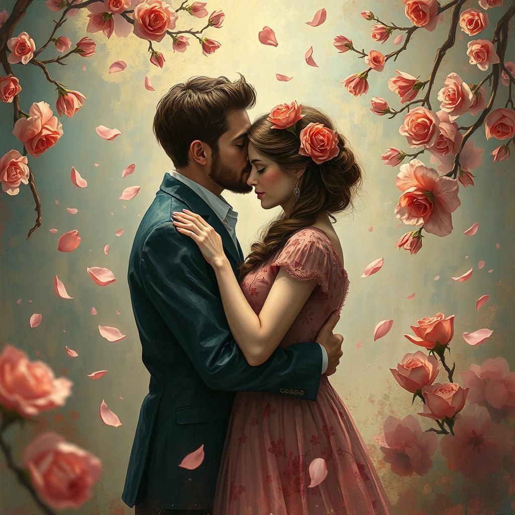 Dreamlike Embrace: A Whimsical Scene of Love