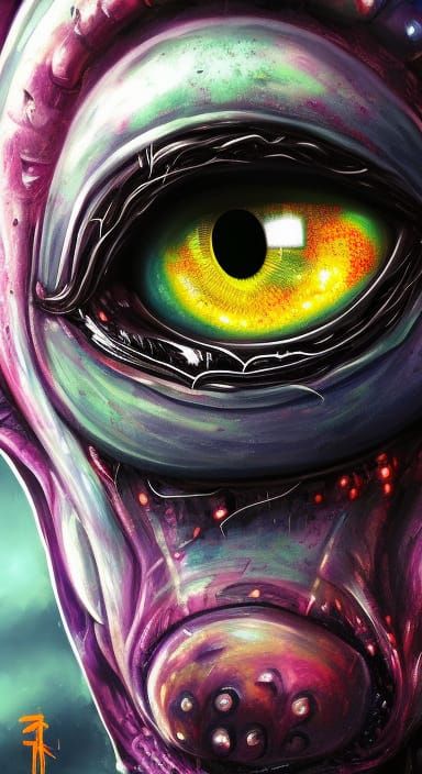 Hyperrealistic Alien Eyes with Dramatic Lighting
