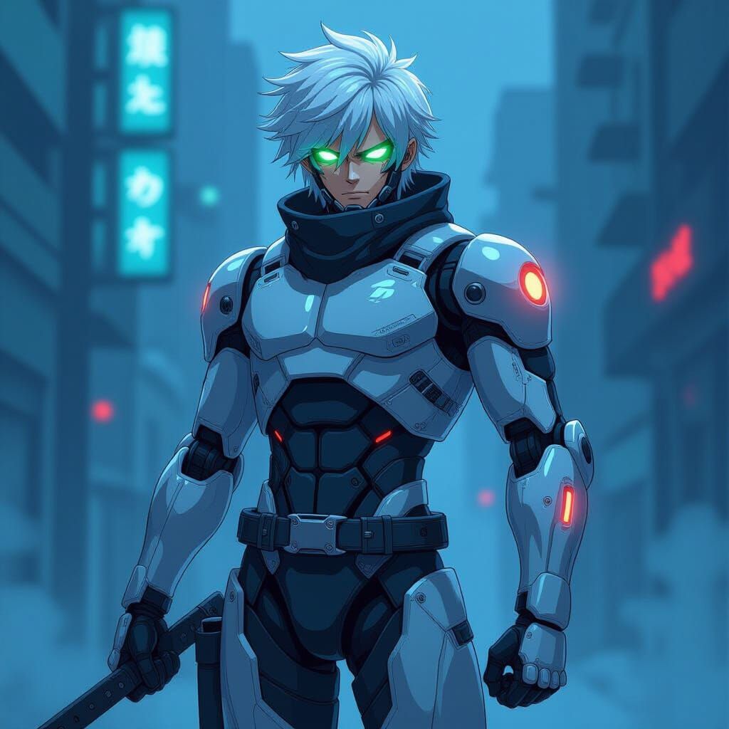Sci-Fi Cyborg Ninja in Anime Style