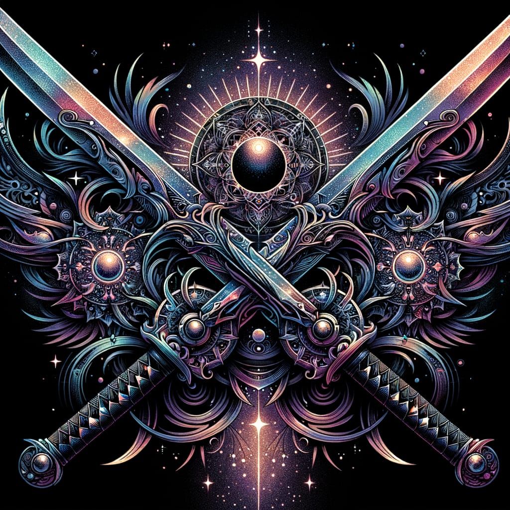 Dual Katana Wreathed in Black Magic Aura